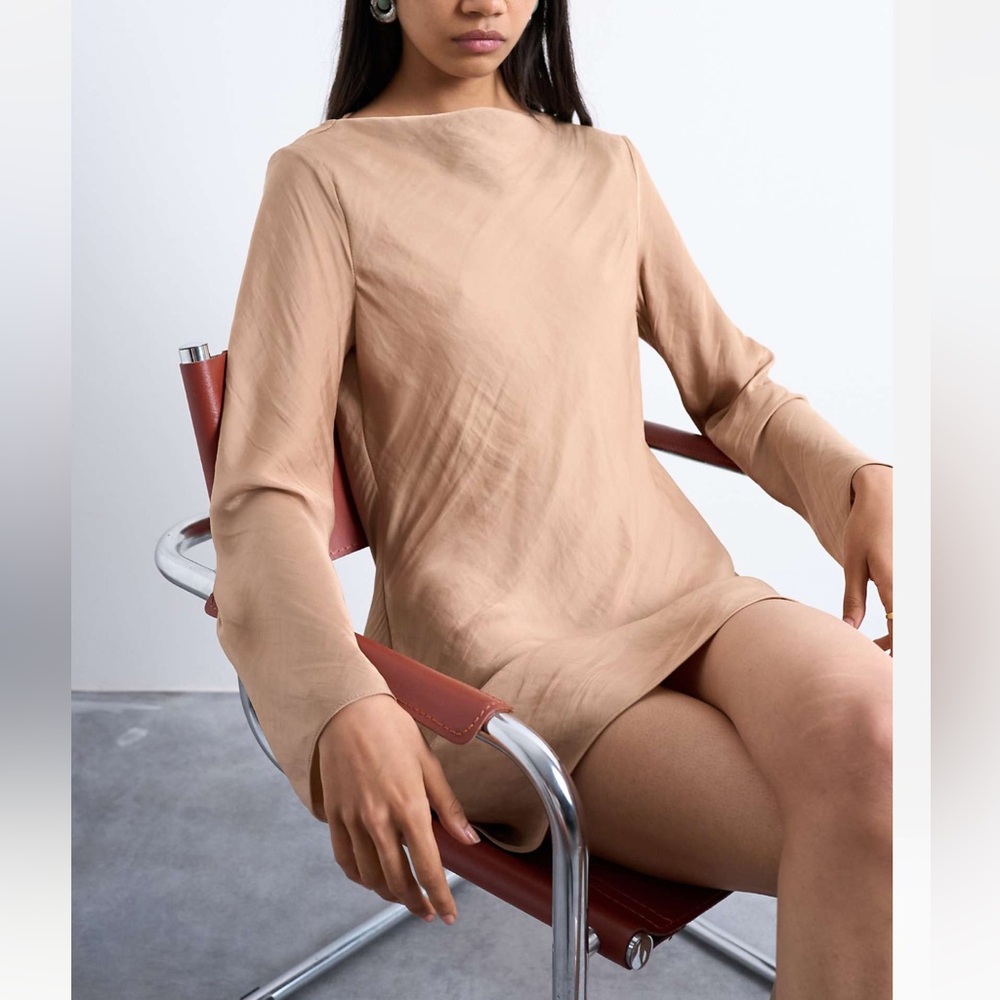 Topshop / asos mini long sleeve satin dress